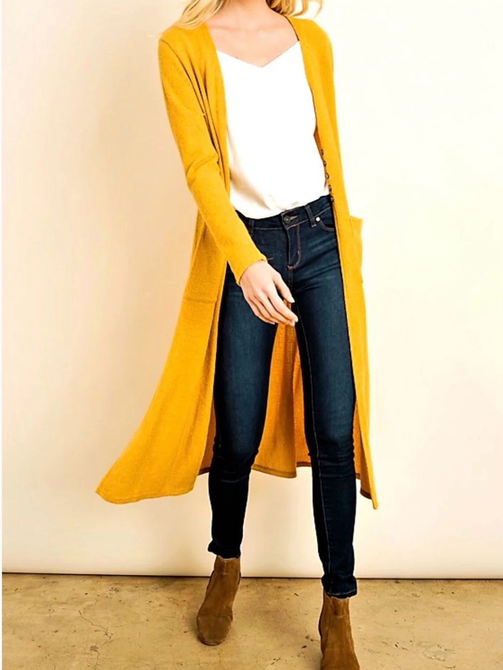 Anthropologie Mustard yellow sweater duster size small